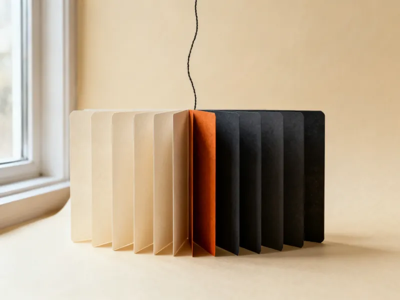 Ten paper panels fanned out, ten versions of one landing page Ten paper panels fanned out, ten versions of one landing page