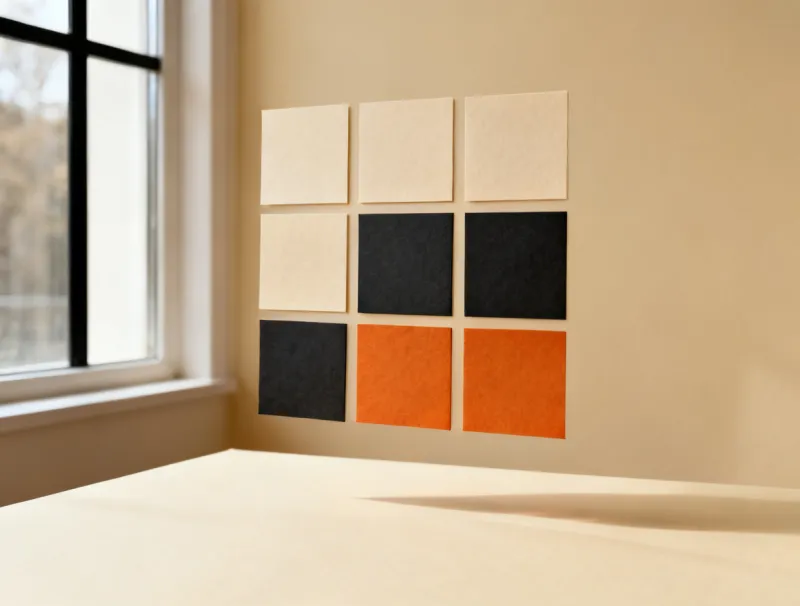 A grid of paper tiles like a social media feed A grid of paper tiles like a social media feed